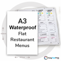 A3 Flat Waterproof Restaurant Menus